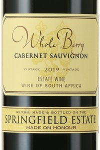 вино Springfield Estate Whole Berry Cabernet Sauvignon 0.75 л этикетка