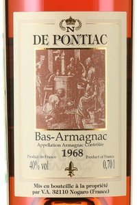 Bas-Armagnac De Pontiac 1968 - арманьяк Баз-Арманьяк де Понтьяк 1968 год 0.7 л в д/у