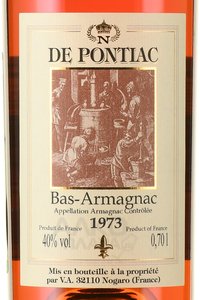 Bas-Armagnac De Pontiac 1973 - арманьяк Баз-Арманьяк де Понтьяк 1973 год 0.7 л в д/у