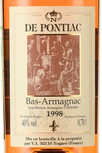 Bas-Armagnac De Pontiac 1998 - арманьяк Баз-Арманьяк де Понтьяк 1998 год 0.7 л в д/у