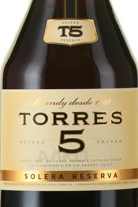 бренди Torres 5 years 0.5 л этикетка