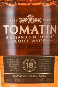 Tomatin 18 years - виски Томатин 18 лет 0.7 л