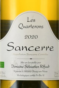 вино Domaine Etienne et Sebastien Riffault Les Quarterons Sancerre AOC 0.75 л этикетка