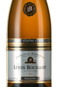 Louis Bouillot Cremant de Bourgogne Blanc de Noirs Sans Sulfites - вино игристое Креман де Бургонь Блан де Нуар бессульфитное 0.75 л белое экстра брют