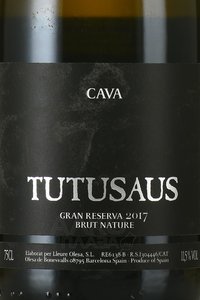 Tutusaus Gran Reserva Brut Nature Cava - вино игристое Тутусаус Гран Резерва Брют Натюр Кава 0.75 л белое экстра брют