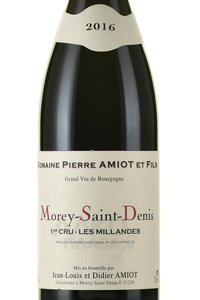 Domaine Pierre Amiot et Fils Morey-Saint-Denis 1er Cru Les Millandes AOC - вино Домэн Пьер Амьё э Фис Море-Сан-Дени Премье Крю АОС Ле Миллянд 0.75 л красное сухое