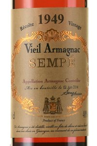 Sempe Vieil 1949 - арманьяк Семпэ Вьей 1949 год 0.5 л в д/у