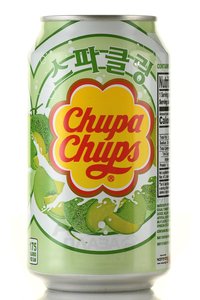 Chupa Chups Melon cream - напиток безалкогольный газированный Чупа Чупс Дыня крем 345 мл ж/б