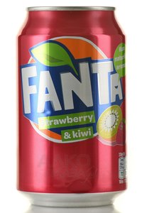 Fanta Strawberry Kiwi - напиток безалкогольный сильногазированный Фанта Клубника Киви 330 мл ж/б