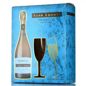 Nino Ardevi Prosecco Extra Dry - вино игристое Нино Ардеви Просекко Экстра Драй 0.75 л в п/у + 2 бокала