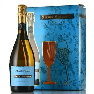 Nino Ardevi Prosecco Extra Dry - вино игристое Нино Ардеви Просекко Экстра Драй 0.75 л в п/у + 2 бокала