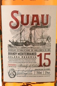 Suau 15 Brandy Mediterraneo Solera Reserva - СУАУ 15 Бренди Медитерранео Солера Резерва 0.7 л