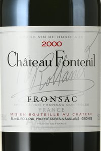 вино Шато Фонтёниль Роллан 1.5 л красное сухое 2000 год этикетка
