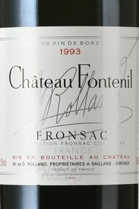 вино Шато Фонтёниль Роллан 1.5 л красное сухое 1993 год этикетка
