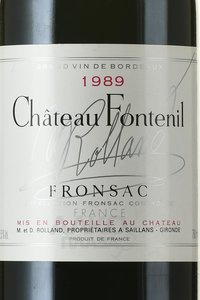 Chateau Fontenil Rolland - вино Шато Фонтёниль Роллан 0.75 л красное сухое 1989 год