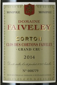 Corton Grand Cru Clos de Cortons Faiveley Domain Faiveley - вино Кортон Гран Грю Кло де Кортон Фэвле Домэн Фэвле 0.75 л красное сухое
