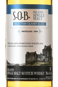 S.O.B. Islay Single Malt Scotch Whiskey - виски С.О.Б. Айленд Сингл Молт Скотч Виски 0.7 л