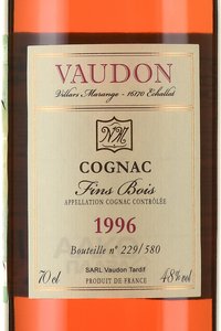 Vaudon Vintage 1996 - коньяк Водон Винтаж 1996 год 0.7 л в п/у