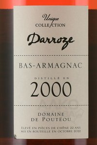 Bas-Armagnac Darroze Unique Collection - арманьяк Баз-Арманьяк Дарроз Уник Коллексьон 1967 года 0.7 л п/у дерево