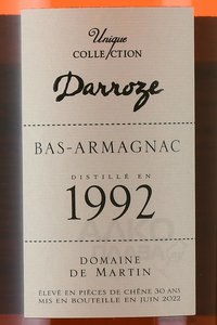 Bas-Armagnac Darroze Unique Collection - арманьяк Баз-Арманьяк Дарроз Уник Коллексьон 1992 года 0.7 л в п/у декантер