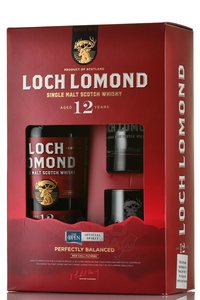 Loch Lomond Single Malt 12 years in gift box + 2 glasses - виски Лох Ломонд Сингл Молт 12 лет 0.7 л в п/у + 2 бокала