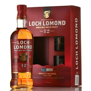 Loch Lomond Single Malt 12 Years in gift box + 2 glasses - виски Лох Ломонд Сингл Молт 12 лет 0.7 л в п/у + 2 бокала