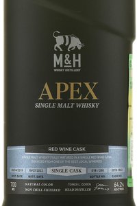 M&H Apex Single Cask Red Wine Cask - виски Эм энд Эйч Апекс Сингл Каск Рэд Вайн Каск 0.7 л в п/у