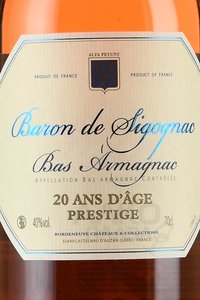 Baron de Sigognac 20 ans d’age - арманьяк Барон де Сигоньяк 20 Ан д’Аж 0.7 л в д/у