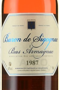 Baron de Sigognac 1987 - арманьяк Барон де Сигоньяк 1987 год 0.5 л в д/у