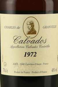 Charles de Granville 1972 - кальвадос Шарль де Гранвиль 1972 год 0.7 л в д/у