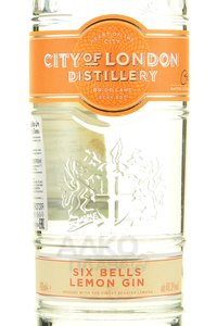 City of London Six Bells Lemon Gin - джин Сити оф Лондон Сикс Беллз Лимон 0.7 л