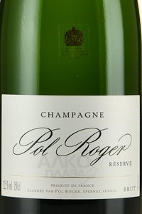 Pol Roger Brut Reserve - шампанское Поль Роже Брют Резерв 1.5 л белое брют в д/у