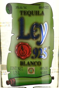 Tequila Ley 925 Blanco - текила Лей 925 Бланко 1.75 л