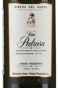 Vina Pedrosa Gran Reserva Ribera del Duero - вино Винья Педроса Гран Резерва Рибера Дель Дуэро 0.75 л красное сухое