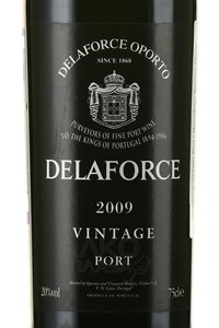 Delaforce Vintage Port 2009 - портвейн Делафорс Винтаж Порто 2009 год 0.75 л