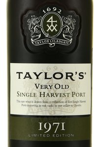 Taylor’s Very Old Single Harvest Port 1971 - портвейн Тэйлорс Вери Олд Сингл Харвест Порт 1971 год 0.75 л в д/у