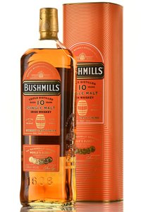 Bushmills Single Malt 10 years - виски Бушмилз Сингл Молт 10 лет 1 л в п/у