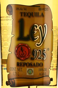 Tequila Ley 925 Reposado 100% Blue Agave - текила Лей 925 Репосадо 1.75 л 100% Голубая Агава