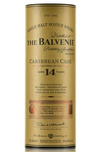 The Balvenie Caribbean Cask Aged 14 years old in tube - виски Балвени Карибиен Каск 14 лет 0.7 л в тубе