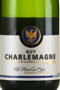 Champagne Guy Charlemagne Le Mesnil-sur-Oger Grand Cru - шампанское Шампань Ги Шарлемань Ле Мениль-сюр Ожер Гран Крю 0.375 л белое брют