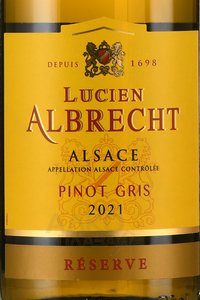 Pinot Gris Reserve Lucien Albrecht Alsace - вино Пино Гри Резерв Люсьен Альбрешт Эльзас 0.75 л белое полусухое