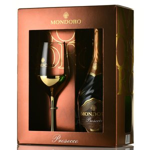 Mondoro Prosecco DOC - вино игристое Мондоро Просекко ДОК 0.75 л белое сухое в п/у с бокалом