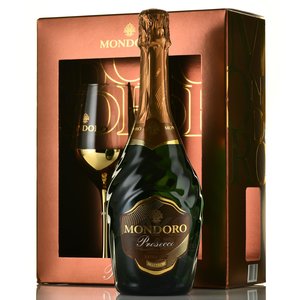 Mondoro Prosecco DOC - вино игристое Мондоро Просекко ДОК 0.75 л белое сухое в п/у с бокалом