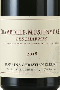 Chambolle-Musigny 1-er Cru Domaine Christian Les Charmes - вино Шамболь Мюзиньи Премье Крю Домен Кристиан Ле Шарм 0.75 л красное сухое