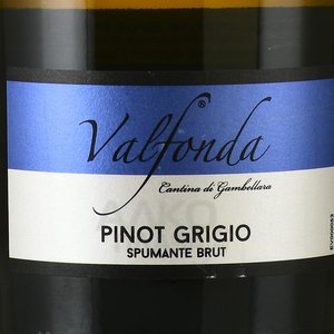 Valfonda Pinot Grigio Spumante Brut - вино игристое Вальфонда Пино Гриджио Спуманте Брют 2020 год 0.75 л белое брют