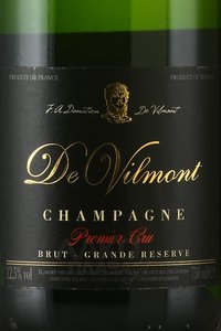 De Vilmont Brut Grande Reserve Premier Cru - шампанское Де Вильмонт Брют Гранд Резерв Премьер Крю 2018 год 0.75 л белое брют в п/у