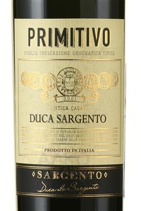 Duca Sargento Primitivo IGT - вино Дука Сардженто Примитиво ИГТ 2021 год 0.75 л красное полусухое