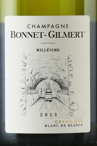 Bonnet-Gilmert Millesime Grand Gru Blanc de Blancs - шампанское Бонне-Жильмер Миллезим Гран Крю Блан де Блан 2013 год 0.75 л белое экстрабрют